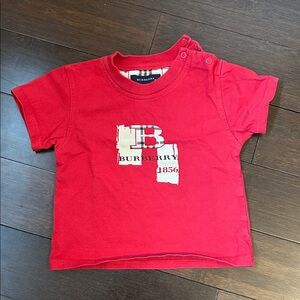 Burberry Red Short-Sleeve Logo Tee for Baby